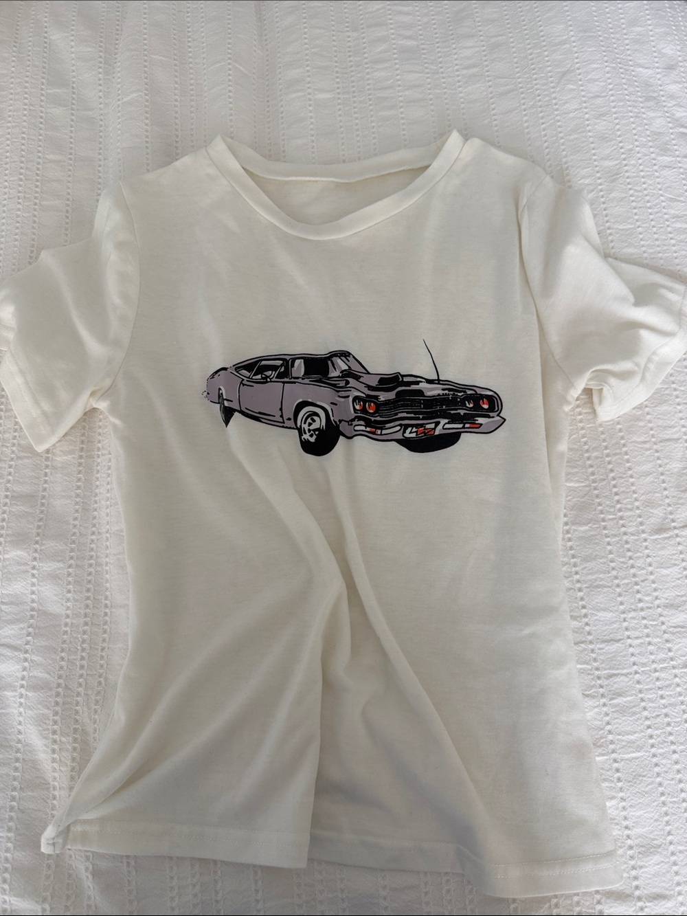 Kids White Graphic Car Tee - Unbranded